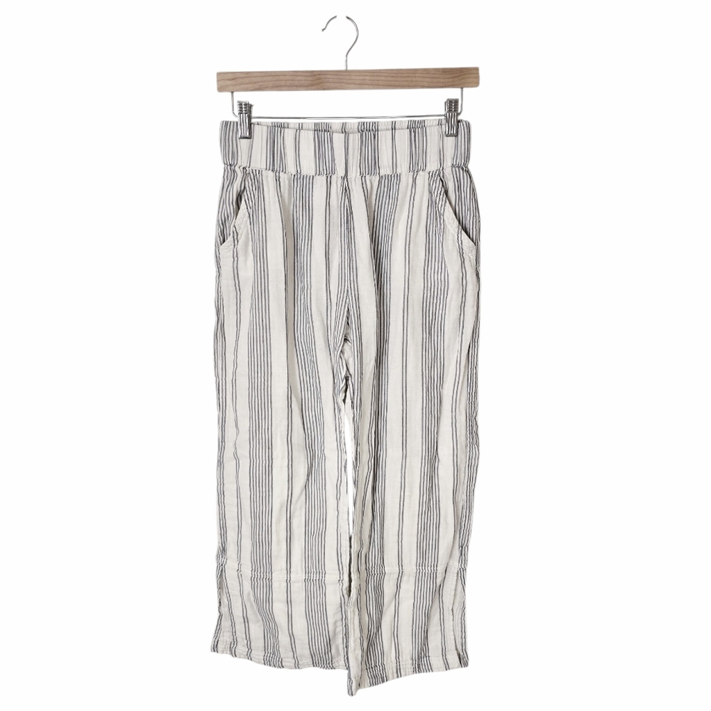 Pact Organic Blue Stripe Wideleg Pants Women's Medium